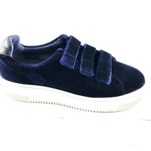 Sandro navy Velcro velvet sneakers Sz 36 EUC